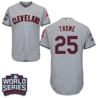 indians #25 Jim Thome Grey Flexbase Authentic Collection 2016 World Series Bound Stitched MLB Jersey