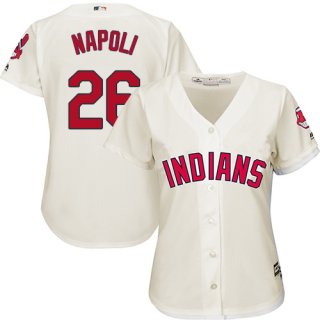 indians #26 Mike Napoli Cream Women's Alternate Stitched MLB Jersey