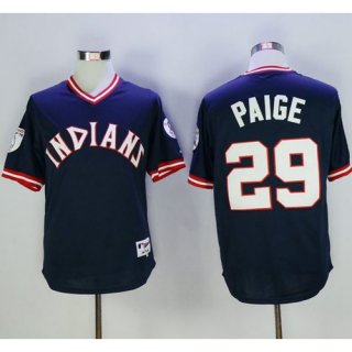 indians #29 Satchel Paige Navy Blue 1976 Turn Back The Clock Stitched MLB Jersey