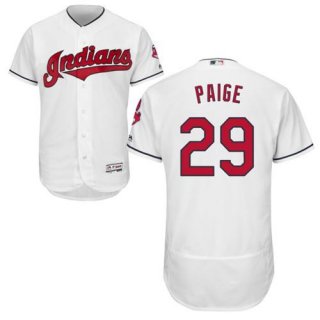 indians #29 Satchel Paige White Flexbase Authentic Collection Stitched MLB Jersey
