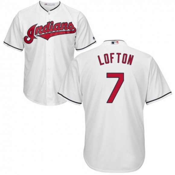 indians #7 Kenny Lofton White New Cool Base Stitched MLB Jersey