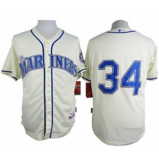 Mariners #34 Felix Hernandez Cream Alternate Cool Base Stitched MLB Jersey