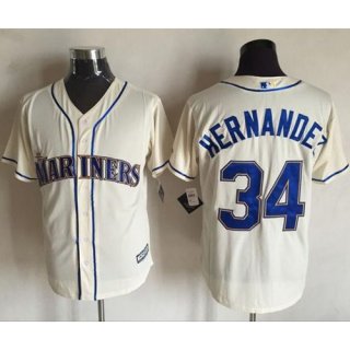 Mariners #34 Felix Hernandez Cream New Cool Base Stitched MLB Jersey