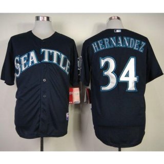 Mariners #34 Felix Hernandez Navy Blue Cool Base Stitched MLB Jersey