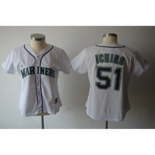 Mariners #51 ichiro Suzuki White Women's Fashion Stitched MLB Jersey