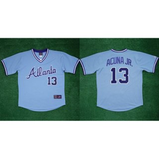 Men's Atlanta Braves #13 Ronald Acu?a Jr 1982 White Cool Base Stitched Baseball Jersey