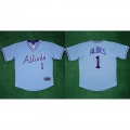 Men's Atlanta Braves #1 Ozzie Albies 1982 White Cool Base Stitched Baseball Jersey