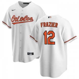 Men's Baltimore Orioles #12 Adam Frazier White Cool Base Stitched Jersey