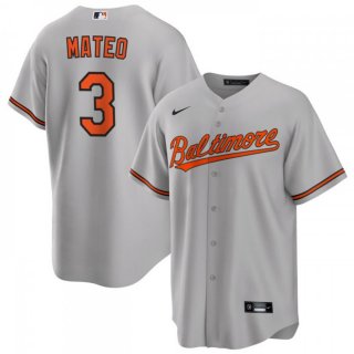 Men's Baltimore Orioles #3 Jorge Mateo Grey Cool Base Stitched Jersey
