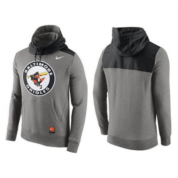 Men's Baltimore Orioles Nike Gray Cooperstown Collection Hybrid Pullover Hoodie