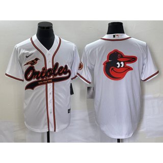 Men's Baltimore Orioles White Team Big Logo Cool Base Stitched Jersey