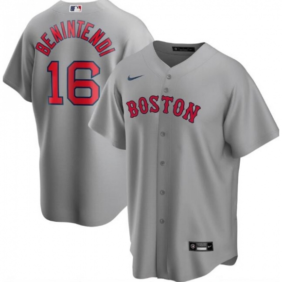 Men's Boston Red Sox #16 Andrew Benintendi Grey Cool Base Stitched Jersey