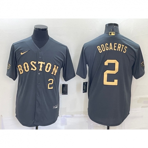 Men's Boston Red Sox #2 Xander Bogaerts 2022 All-star Charcoal Cool Base Stitched Jersey