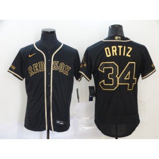 Men's Boston Red Sox #34 David Ortiz 2020 Black Golden Flex Base Stitched MLB Jersey