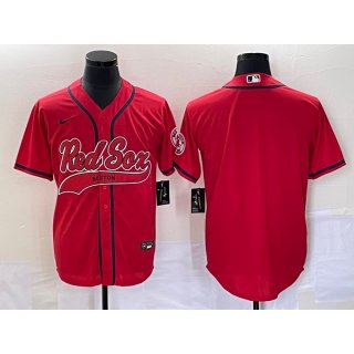 Men's Boston Red Sox Blank Red With Patch Cool Base Stitched Baseball Jersey