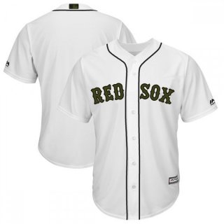 Men's Boston Red Sox Blank White 2018 Memorial Day Cool Base Stitched MLB Jersey