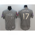 Men's Chicago Cubs #17 Kris Bryant World Series Champions Grey Program Flexbase Stitched MLB Jersey
