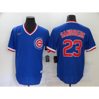 Men's Chicago Cubs #23 Ryne Sandberg Blue Throwback Cool Base Stitched Jersey