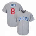 Men's Chicago Cubs #8 ian Happ Replica Grey Cool Base Stitched Jersey