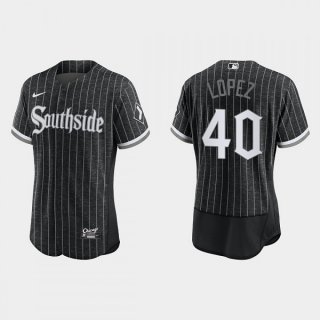 Men's Chicago White Sox #40 Reynaldo Lopez 2021 City Connect Flex Base Stitched Jersey