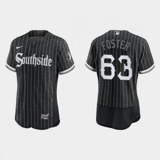 Men's Chicago White Sox #63 Matt Foster Black 2021 City Connect Flex Base Stitched Jersey