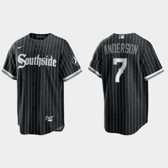 Men's Chicago White Sox #7 Tim Anderson Black 2021 City Connect Cool Base Stitched Jersey