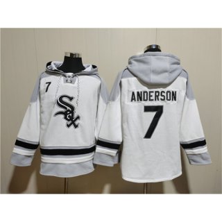 Men's Chicago White Sox #7 Tim Anderson White Ageless Must-Have Lace-Up Pullover Hoodie