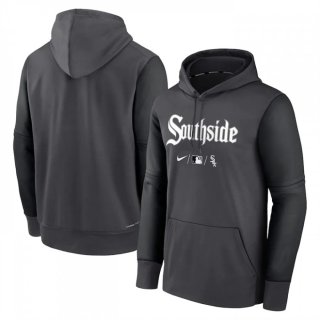 Men's Chicago White Sox Black 2022 Therma Performance Pullover Hoodie