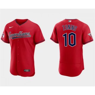 Men's Cleveland Guardians #10 Mike ZuNino Red Flex Base Stitched Jersey