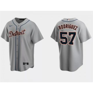 Men's Detroit Tigers #57 Eduardo Rodriguez Grey Cool Base Stitched Jersey