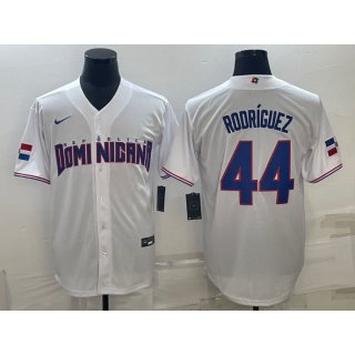 Men's Dominican Republic Baseball #44 Julio Rodriguez 2023 White World Baseball Classic Stitched Jersey