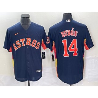 Men's Houston Astros #14 Mauricio Dubon Navy Cool Base Stitched Baseball Jersey