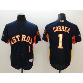 Men's Houston Astros #1 Carlos Correa Navy 2018 Gold Program Flexbase Stitched MLB Jersey