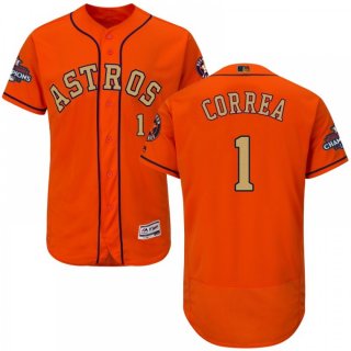 Men's Houston Astros #1 Carlos Correa Orange 2018 Gold Program Flexbase Stitched MLB Jersey