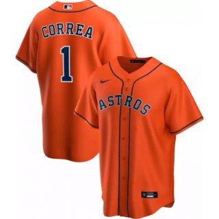 Men's Houston Astros #1 Carlos Correa Orange Cool Base Stitched Jersey
