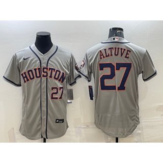 Men's Houston Astros #27 Jose Altuve Grey Flex Base Stitched Baseball Jersey