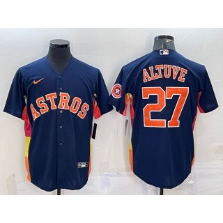 Men's Houston Astros #27 Jose Altuve Navy With Patch Cool Base Stitched Jersey