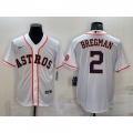 Men's Houston Astros #2 Alex Bregman White With Patch Cool Base Stitched Jersey