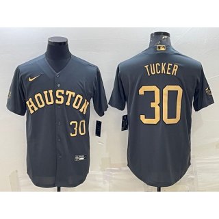 Men's Houston Astros #30 Kyle Tucker 2022 All-Star Charcoal Cool Base Stitched Baseball Jersey