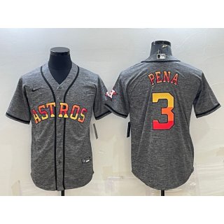 Men's Houston Astros #3 Jeremy Pena Grey Cool Base Stitched Baseball Jersey
