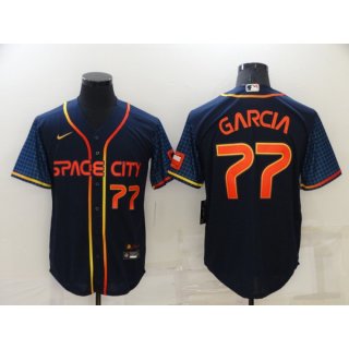 Men's Houston Astros #77 Luis Garcia 2022 Navy City Connect Cool Base Stitched Jersey