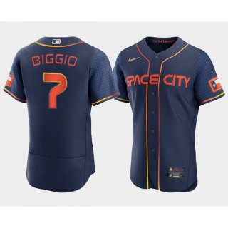 Men's Houston Astros #7 Craig Biggio 2022 Navy City Connect Flex Base Stitched Baseball Jersey