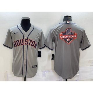 Men's Houston Astros Grey 2022 World Series Champions Team Big Logo Cool Base Stitched Jersey