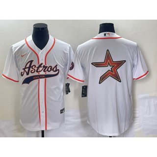 Men's Houston Astros White Team Big Logo Cool Base Stitched Baseball Jersey