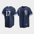 Men's Kansas City Royals #17 Hunter Dozier 2022 Navy City Connect Cool Base Stitched Jersey