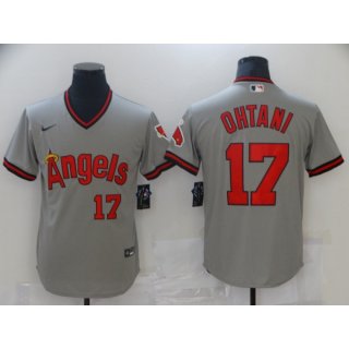 Men's Los Angeles Angels #17 Shohei Ohtani Gray Cool Base Stitched Baseball Jersey