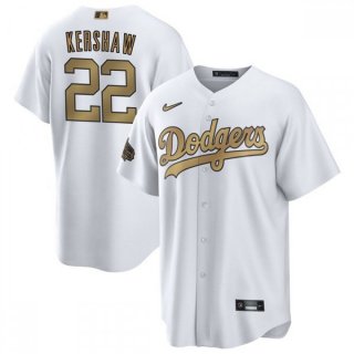 Men's Los Angeles Dodgers #22 Clayton Kershaw 2022 All-Star White Cool Base Stitched Baseball Jersey