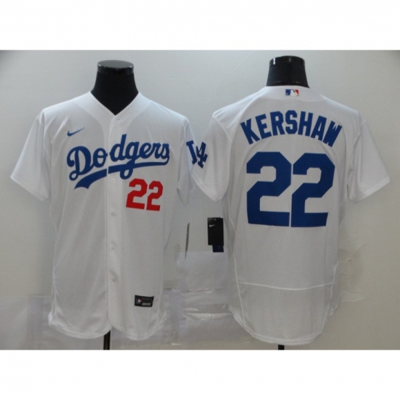 Men's Los Angeles Dodgers #22 Clayton Kershaw White Flex Base Stitched MLB Jersey