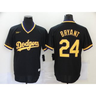 Men's Los Angeles Dodgers #24 Kobe Bryant Black KB Patch Cool Base Stitched Jersey