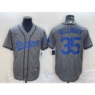 Men's Los Angeles Dodgers #35 Cody Bellinger Grey Cool Base Stitched Jersey